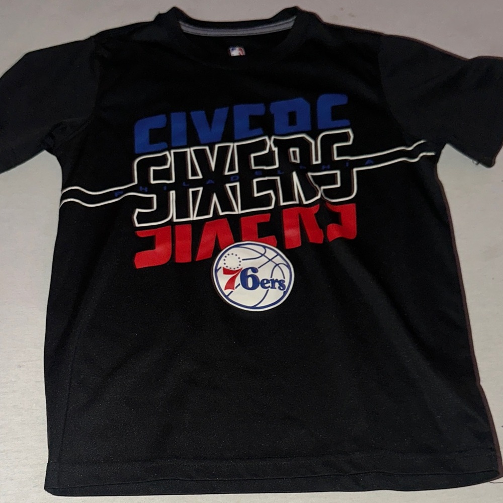 NBA Black Sixers Kids Tee with Red and Blue Accents Rashguard